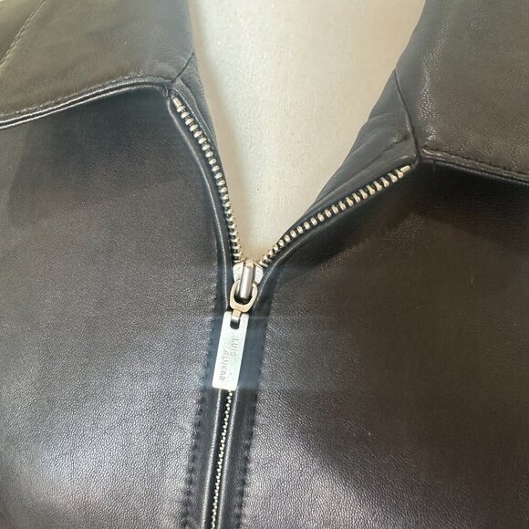 LUIS ALVEAR COLLECTION Real Leather Jacket Long Line Size Small Front Zip - Picture 6 of 13